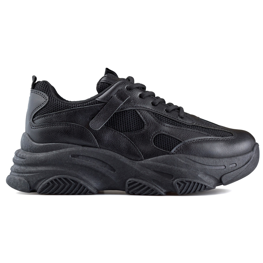 Black women s sneakers with a thick sole