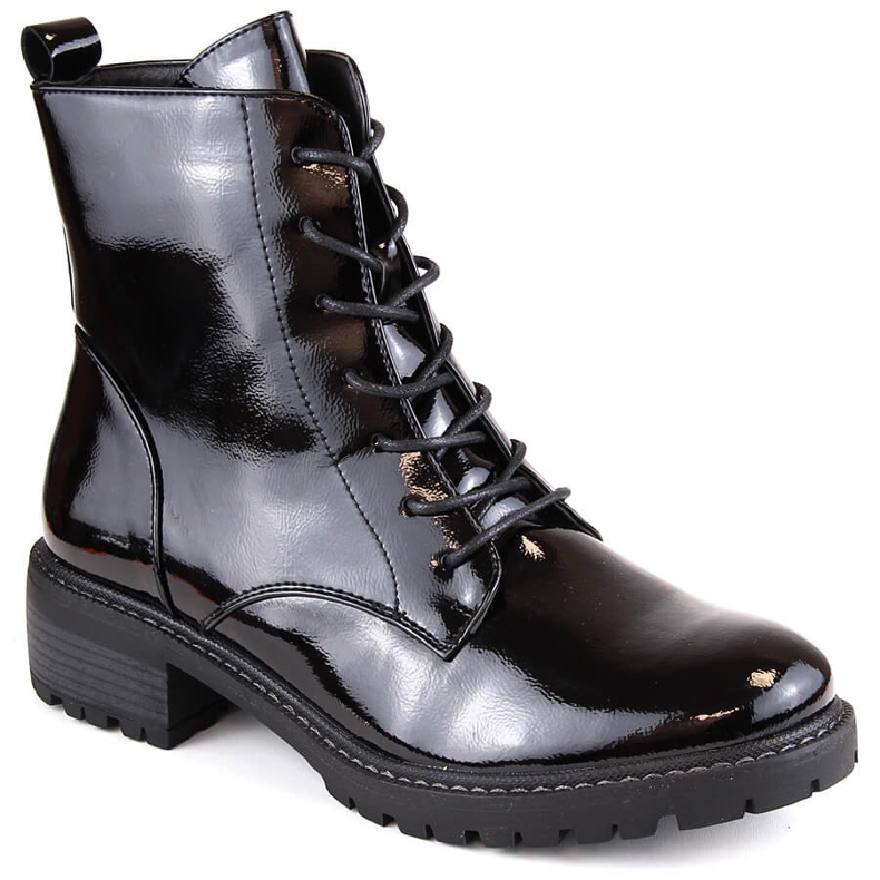 Women's patent leather insulated boots, black Vinceza 10662