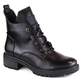 Women's insulated lace-up and zipper boots, black Vinceza 58136