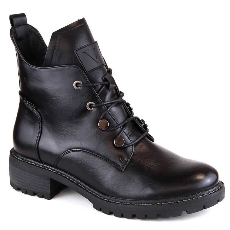 Women's insulated lace-up and zipper boots, black Vinceza 58136