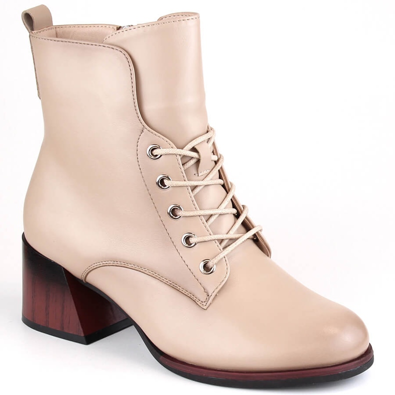 Beige insulated women's high-heeled boots Vinceza 58127