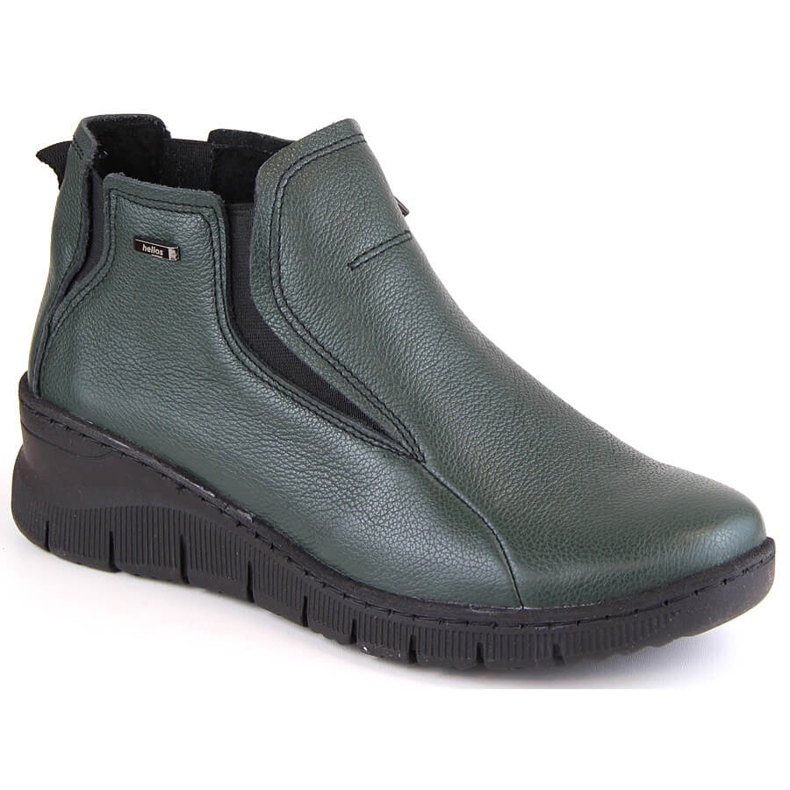 Leather comfortable women's wedge boots, insulated green Helios 552.566 Leather comfortable women's wedge boots, insulated green Helios 552.566