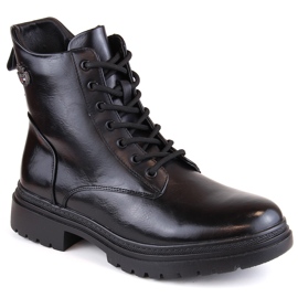 Women's black lace-up and zipper boots Potocki SZ12203