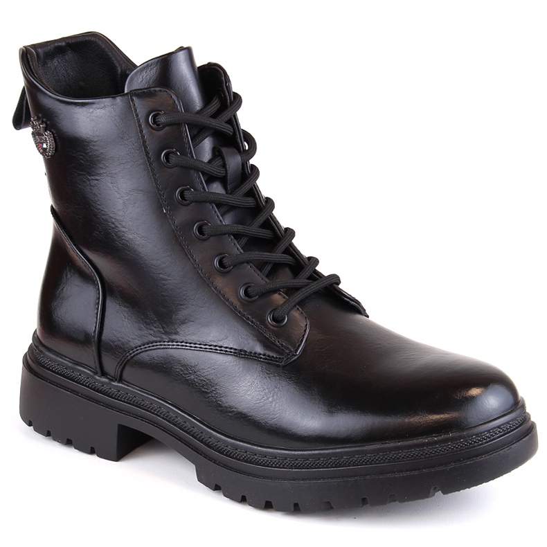 Women's black lace-up and zipper boots Potocki SZ12203