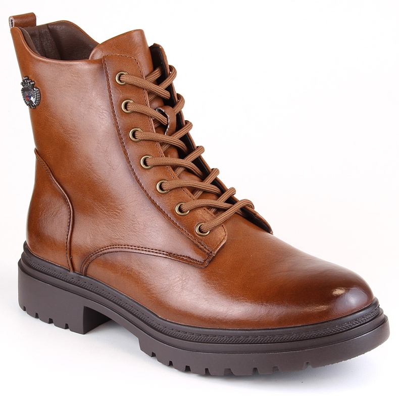 Women's brown lace-up and zipper boots Potocki SZ12203