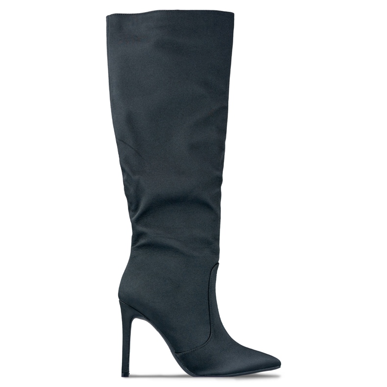 Satin black women's boots