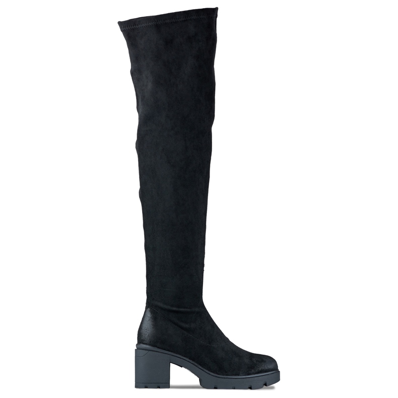 Suede women's over-the-knee high-heeled boots black