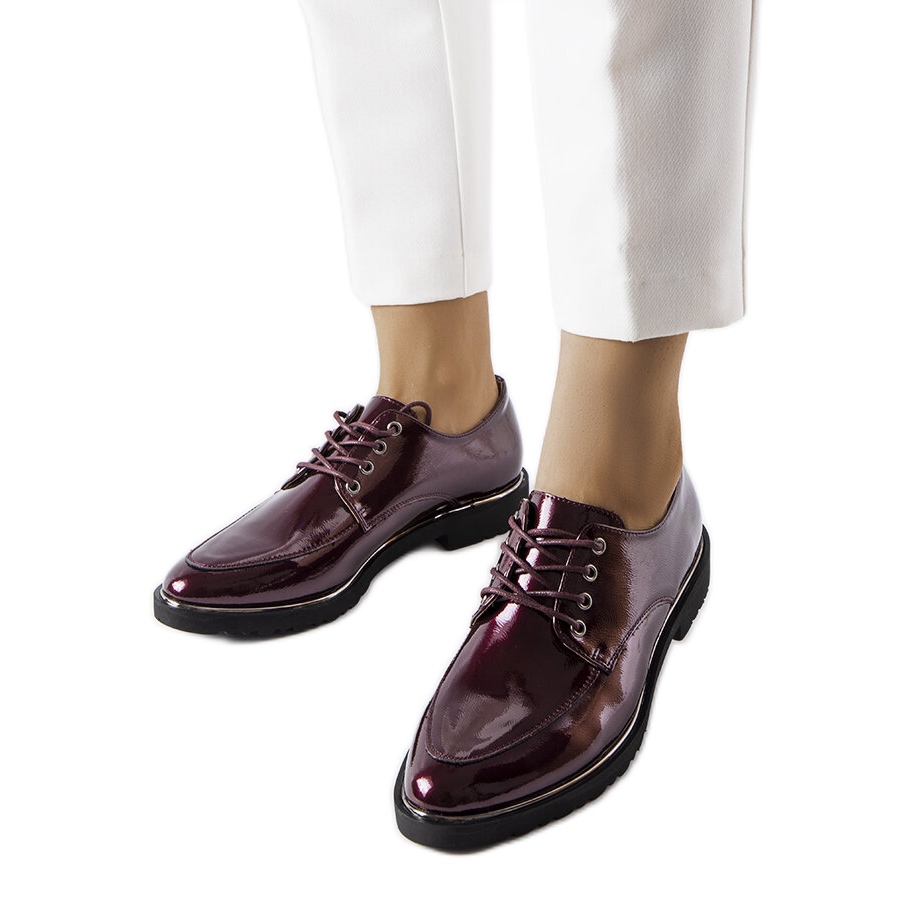Maroon patent leather hot sale shoes