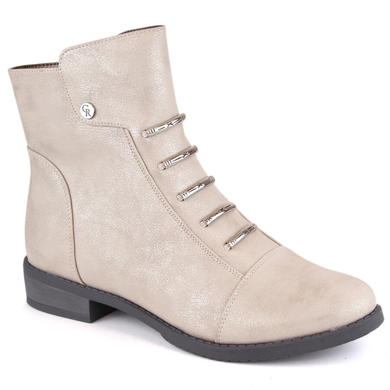 Women's shiny, insulated ankle boots Jezzi ASA62-16 beige
