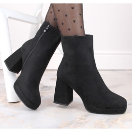 Black suede women's ankle boots Jezzi RMR2288-2