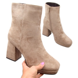 Beige suede women's ankle boots Jezzi RMR2288-2