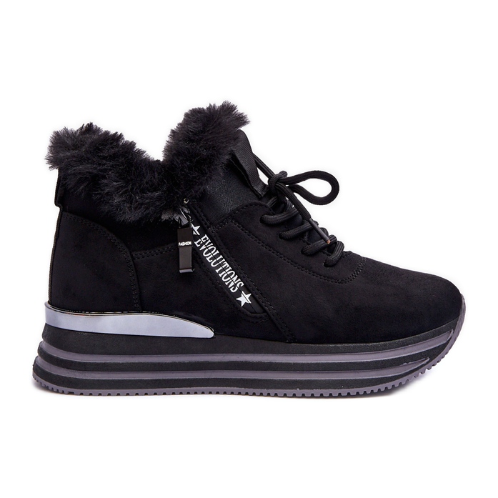 FB3 Black Jamarie Platform Sports Shoes With Fur FB3 Black Jamarie Platform Sports Shoes With Fur