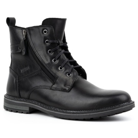 Kampol Men's winter leather boots 155KAM, black