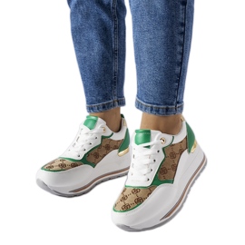 Inna Rouxi white and green wedge sneakers Inna Rouxi white and green wedge sneakers