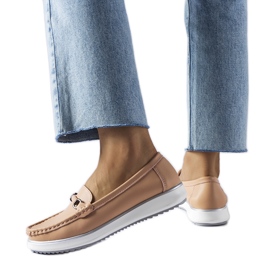 Pink moccasins with a leather insert from Vinceza