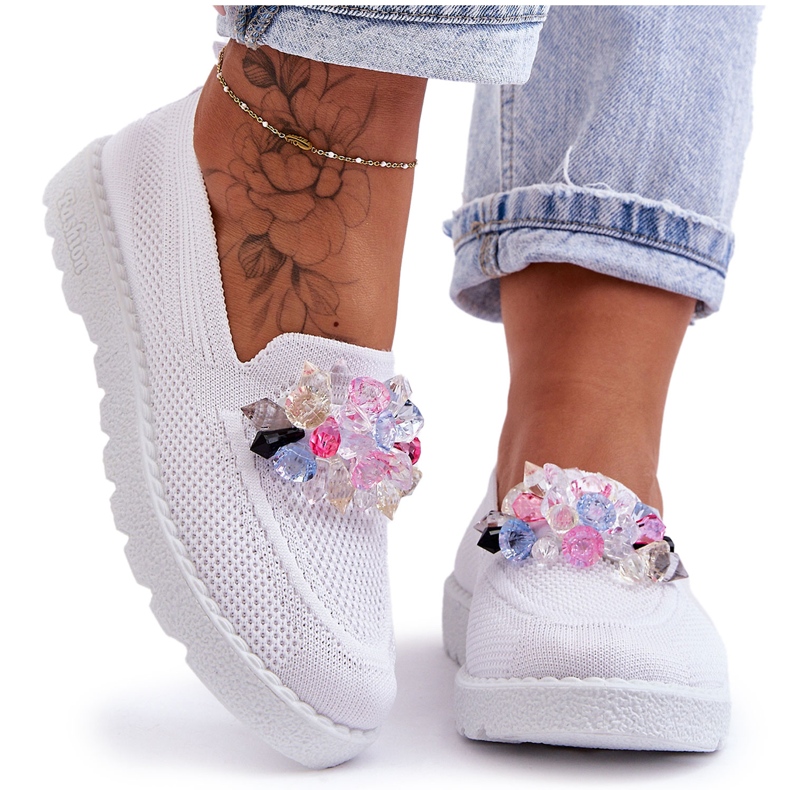 PM1 Women's Slip-on Trainers With Embellishment White Taylor