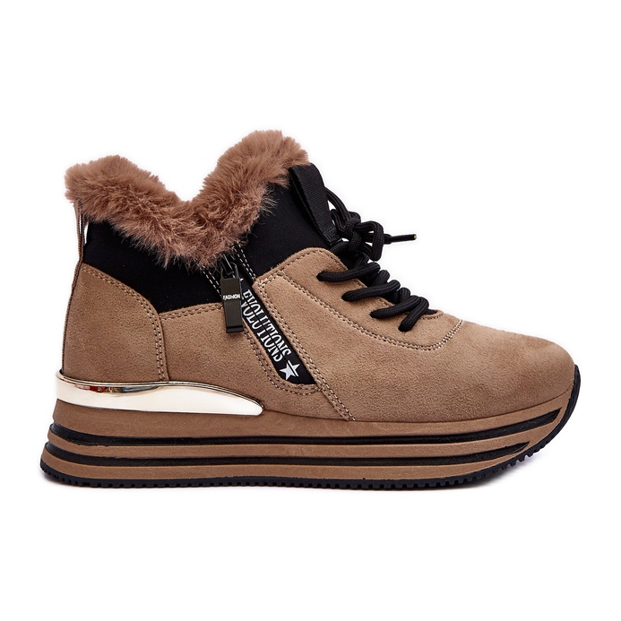 FB3 Platform Sports Shoes With Fur, Dark Beige Jamarie FB3 Platform Sports Shoes With Fur, Dark Beige Jamarie