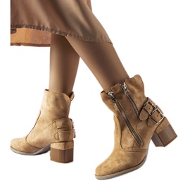 Beige ankle boots with a loose upper from Plourde