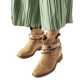 Beige insulated wedge boots by Rinehart