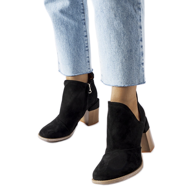 Black ankle boots with a Marinella cutout