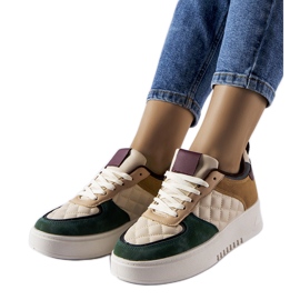 Beige and green sneakers on the Celso platform