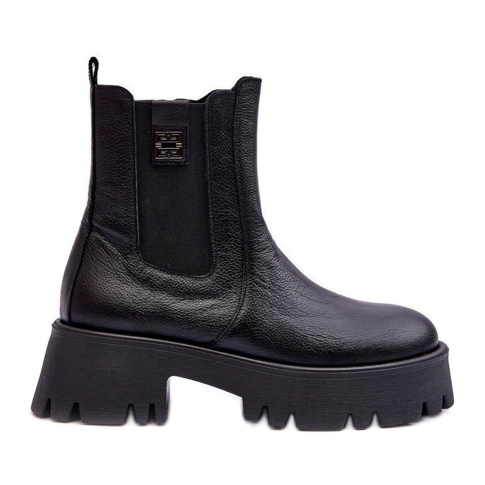 Lemar Leather Chelsea boots on a massive platform, Black Lisencca