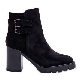 Suede High Heel Boots Black Makeline