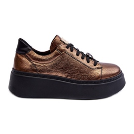 Leather Sports Shoes on the Platform Maciejka 06191-24 Copper brown