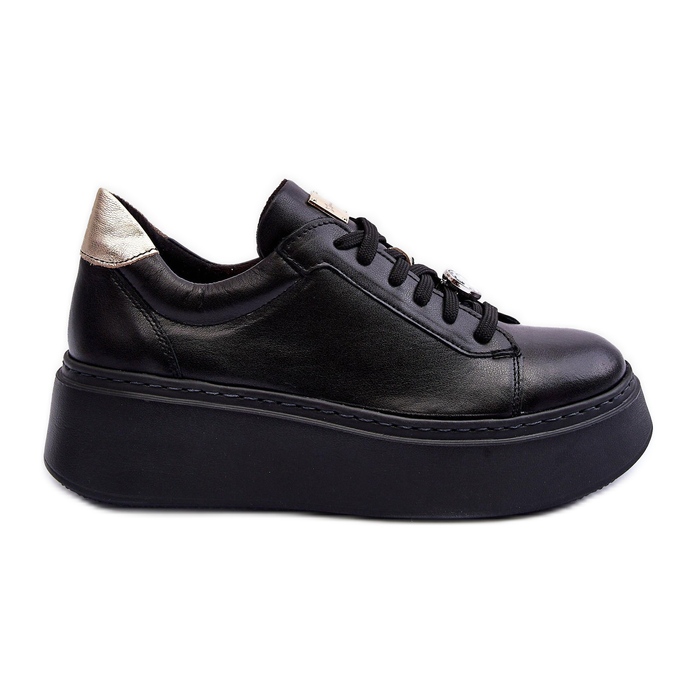 Leather Sports Shoes on the Platform Maciejka 06191-01 Black