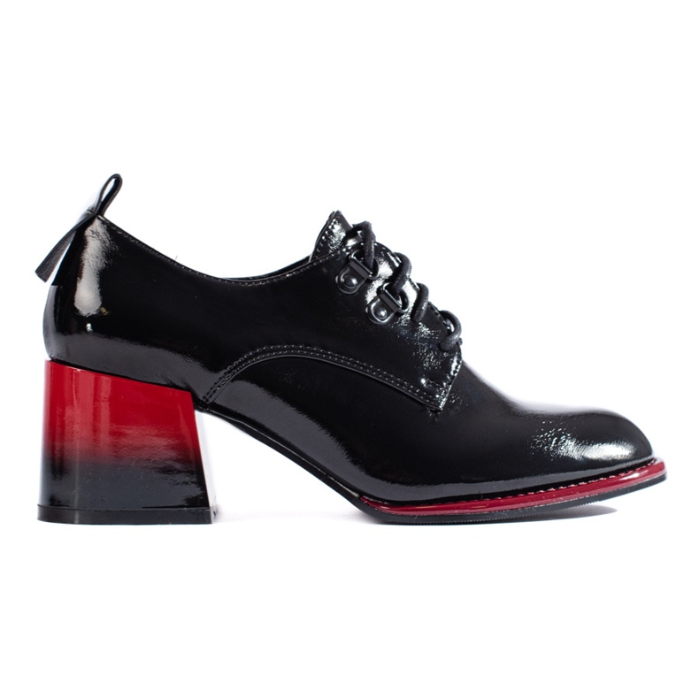 Shelovet patent lace-up black high-heeled shoes Shelovet patent lace-up black high-heeled shoes