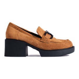 Shelovet women's camel suede high-heeled shoes brown