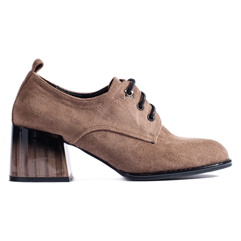 Shelovet suede dark beige high-heeled shoes