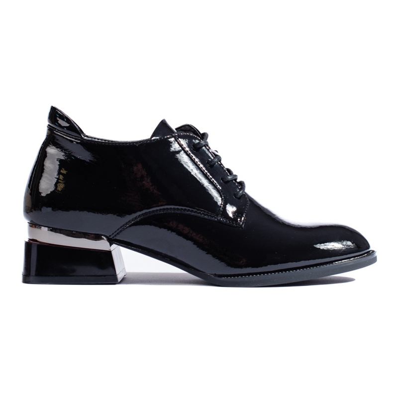Vinceza black patent lace-up shoes with a high heel