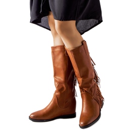 Giorgia brown covered wedge boots