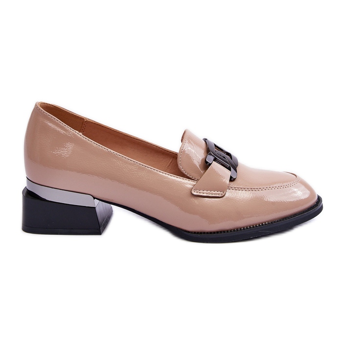 Vinceza Patent leather shoes, Beige Sakina high-heeled moccasins Vinceza Patent leather shoes, Beige Sakina high-heeled moccasins