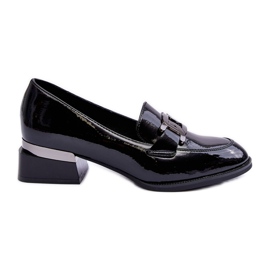 Vinceza Patent Leather Shoes, Moccasins On High Heels, Black Sakina