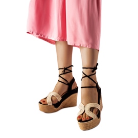 Black espadrilles with Berta wedges beige