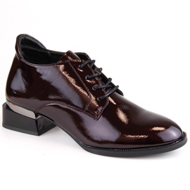 Vinceza Lace-up burgundy women's patent leather shoes with high heels red Vinceza Lace-up burgundy women's patent leather shoes with high heels red