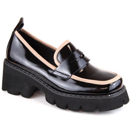 S.Barski Patent leather loafers with a high heel and a platform, black D&A MR870-32 S.Barski Patent leather loafers with a high heel and a platform, black D&A MR870-32