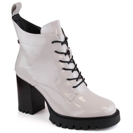 Ladies' patent, insulated ankle boots, gray, S.Barski grey