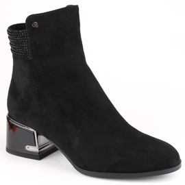 Black suede high-heeled ankle boots by S.Barski