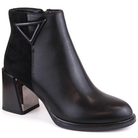 Women's boots with a decorative heel, insulated, black, S.Barski
