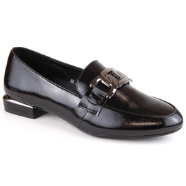 Women's black patent shoes with a flat heel, Sergio Leone MK732