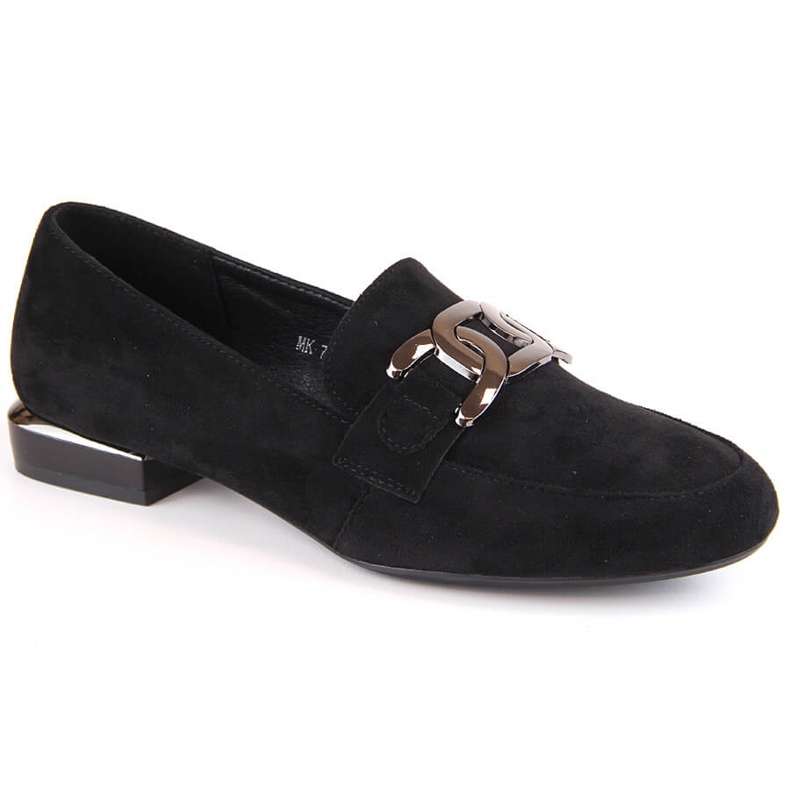 Women's suede shoes with a chain, black Sergio Leone MK732
