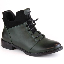 M. DASZYŃSKI Green insulated women's flat-heeled ankle boots M.Daszyński MR2251-6