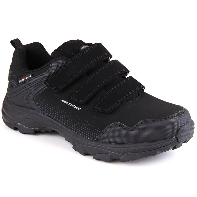 Youth trekking sports shoes with Velcro, softshell, black American Club Youth trekking sports shoes with Velcro, softshell, black American Club