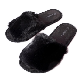 Inblu Giacomo black slippers with fur