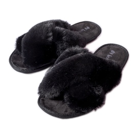 Inblu Black slippers with Morano fur