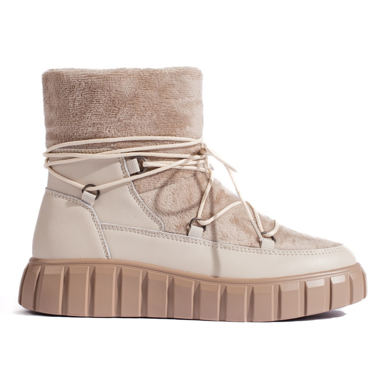 Beige leather women's snow boots by Vinceza