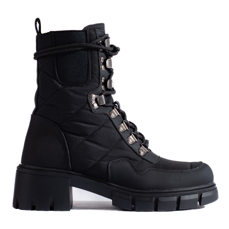 Black women's lace-up work boots from Vinceza Black women's lace-up work boots from Vinceza